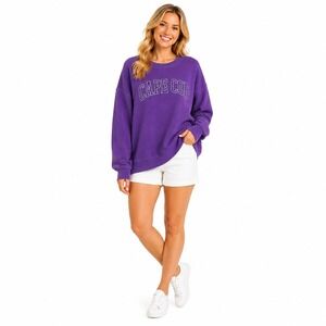 Cuffy's Sweatshirt Women XL Purple Cape Cod Ocean Wash‎ Crewneck Graphic RB32